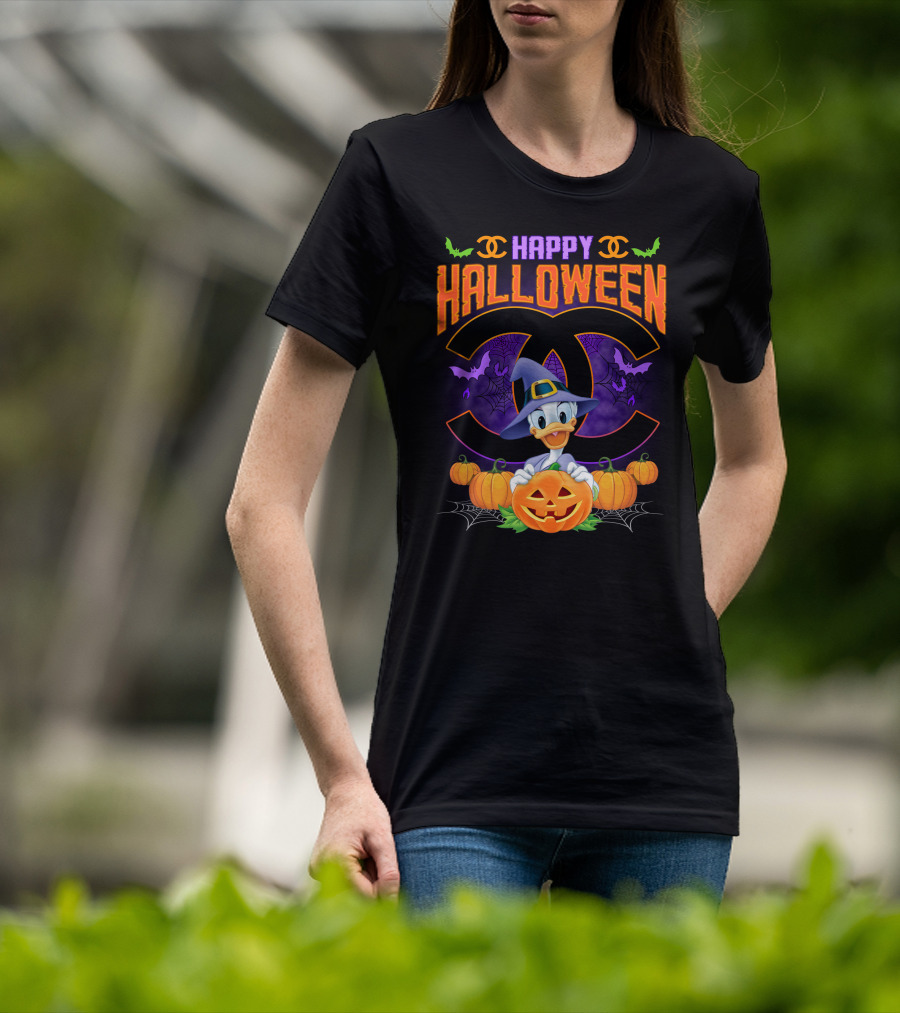 Happy Halloween Daisy Pumpkin Bats Spiders Duck T-Shirt