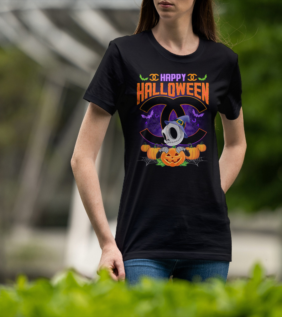 Jack Happy Halloween Pumpkin Skeleton Witch Hat T-Shirt