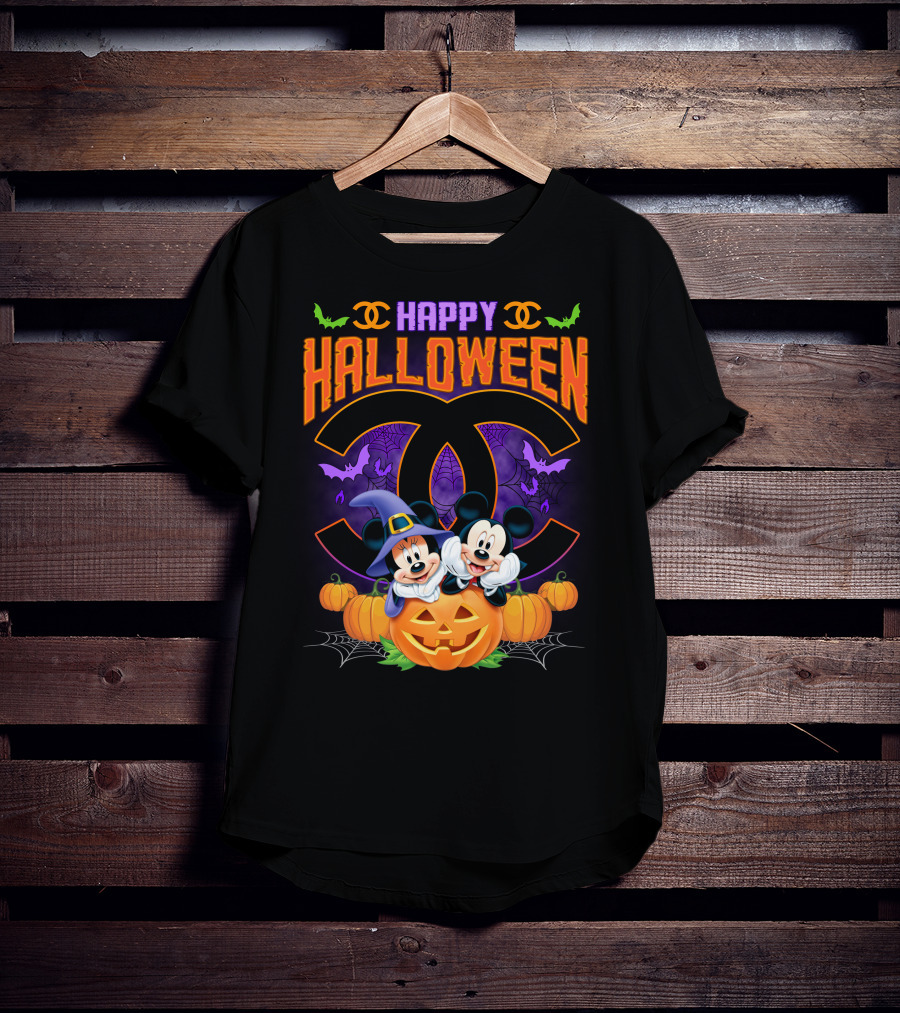 Happy Halloween Mickey Minnie Pumpkin Bat Costume T-Shirt
