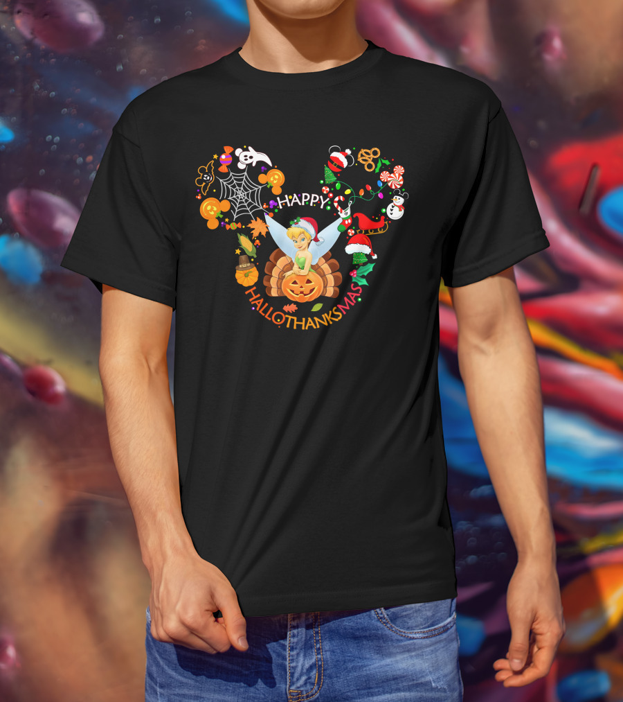 Happy Hallothanksmas Tinker Bell Holiday Mashup T-Shirt