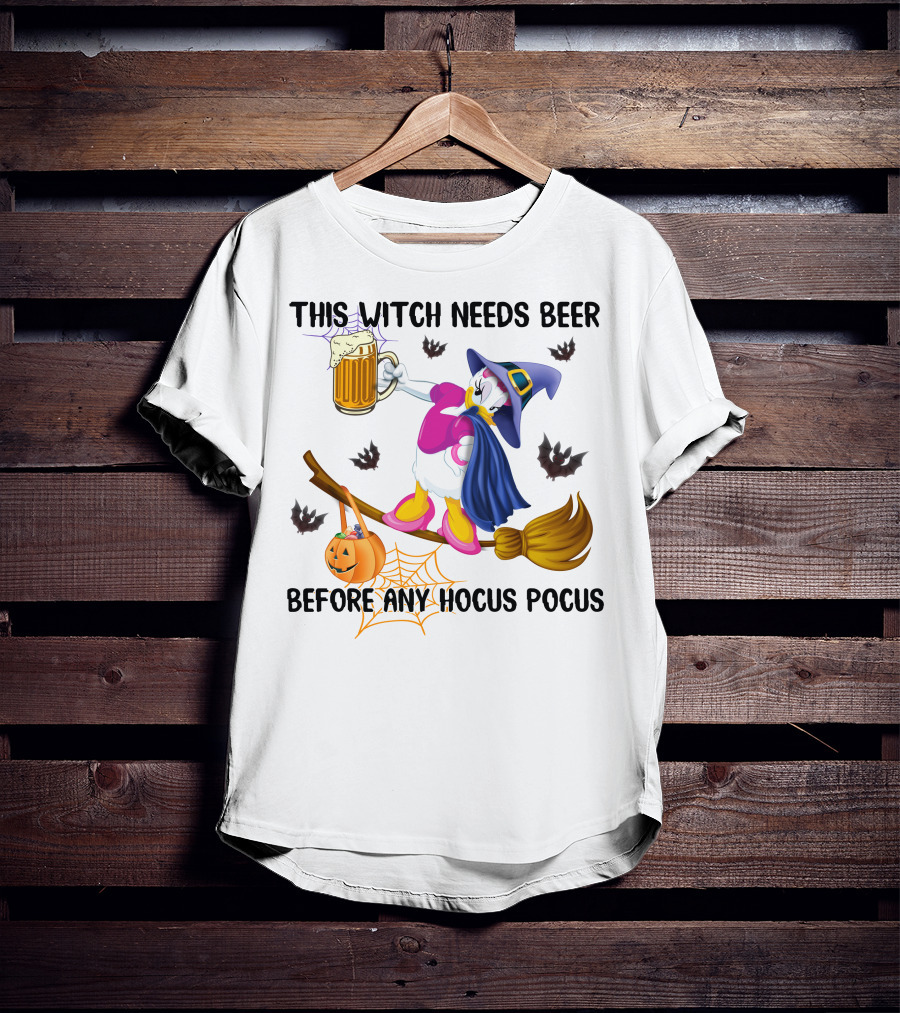 This Witch Needs Beer Before Any Hocus Pocus Daisy T-Shirt
