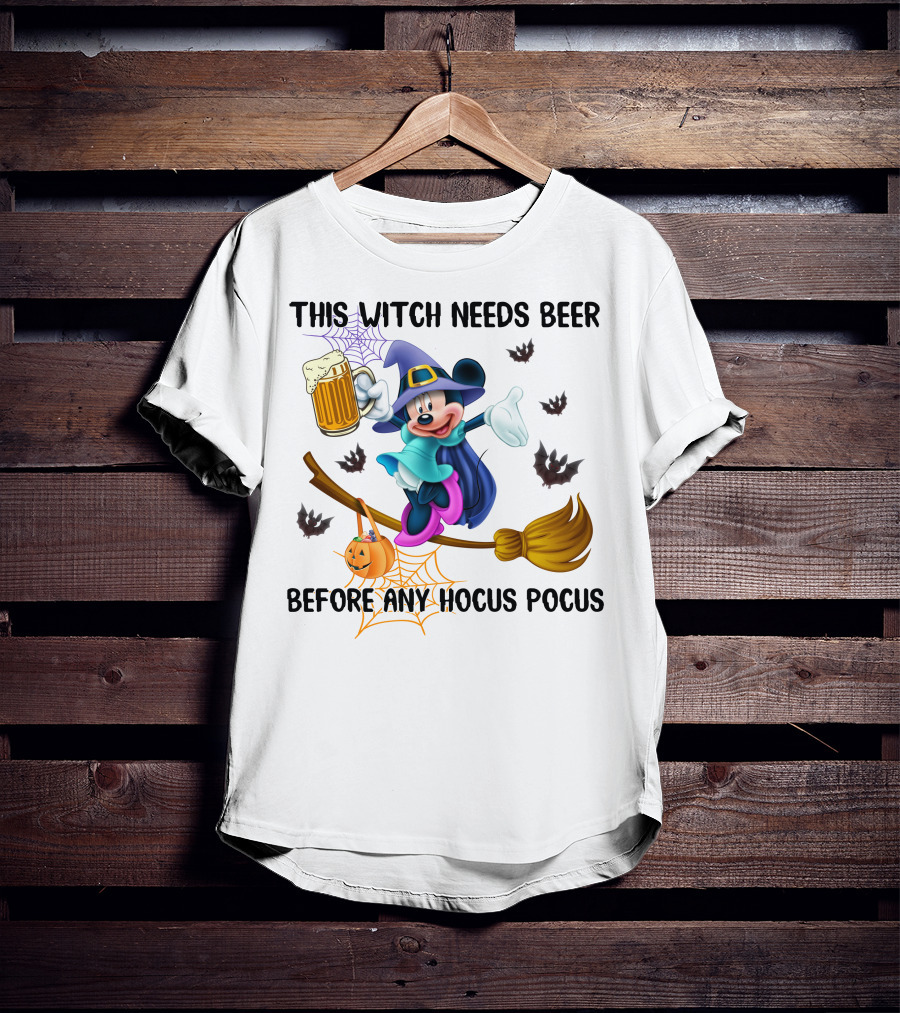 This Witch Needs Beer Before Any Hocus Pocus Minnie T-Shirt