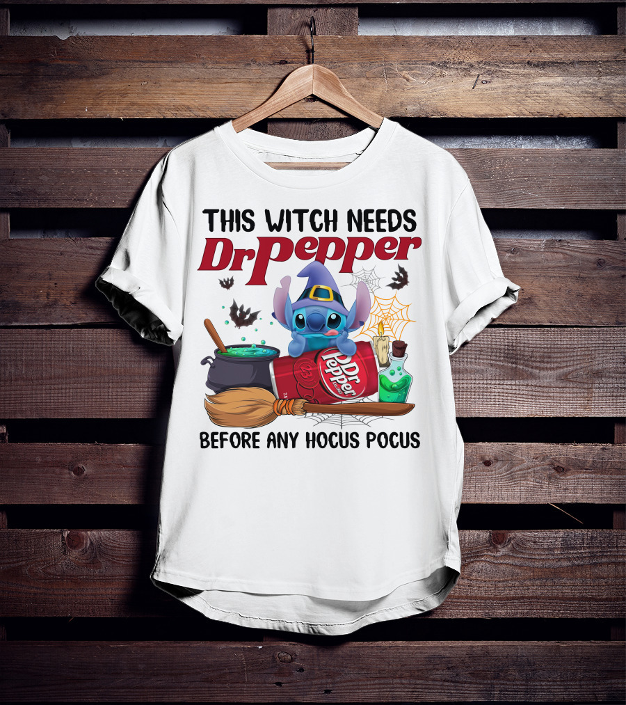 This Witch Needs Dr Pepper Before Any Hocus Pocus Stitch T-Shirt