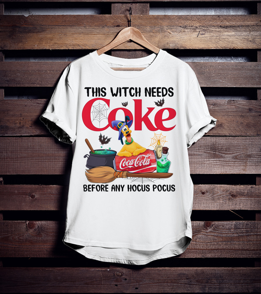 This Witch Needs Coke Pluto Coca-Cola Halloween Theme Before Any Hocus Pocus T-Shirt