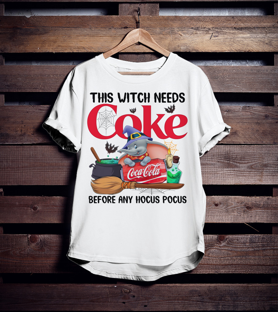 This Witch Needs Coke Before Any Hocus Pocus Coca-Cola Dumbo Halloween T-Shirt