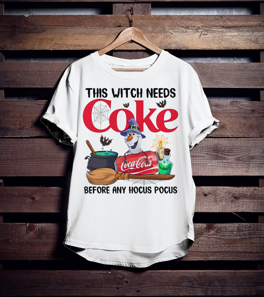 This Witch Needs Coke Before Any Hocus Pocus Coca-Cola Olaf Halloween T-Shirt