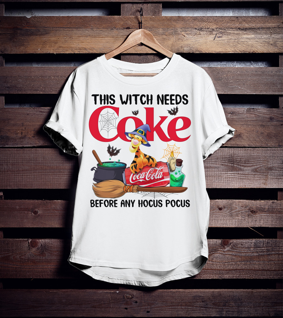 This Witch Needs Coke Before Any Hocus Pocus Coca-Cola Tigger Halloween T-Shirt