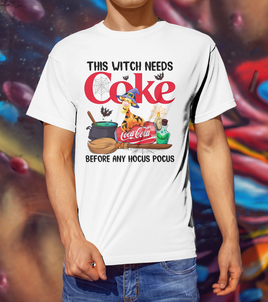 This Witch Needs Coke Before Any Hocus Pocus Coca-Cola Tigger Halloween T-Shirt