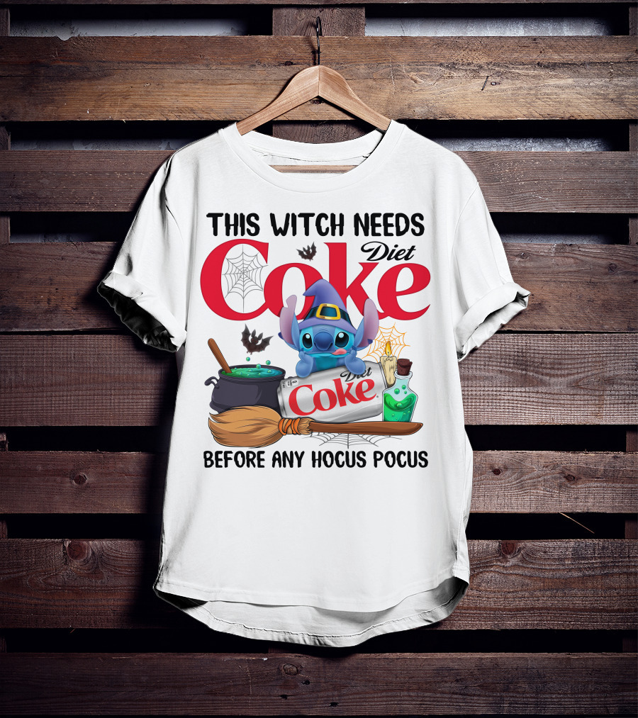 This Witch Needs Diet Coke And Stitch Before Any Hocus Pocus T-Shirt