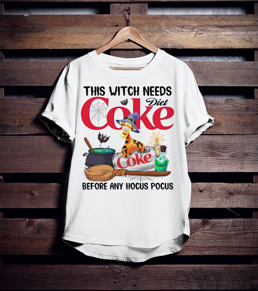 This Witch Needs Diet Coke Before Any Hocus Pocus Tigger T-Shirt