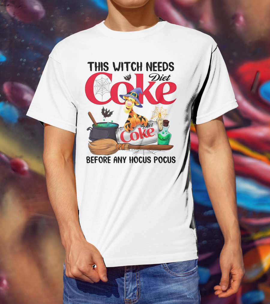 This Witch Needs Diet Coke Before Any Hocus Pocus Tigger T-Shirt
