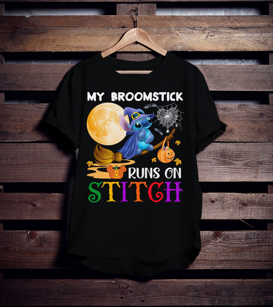My Broomstick Runs On Stitch T-Shirt