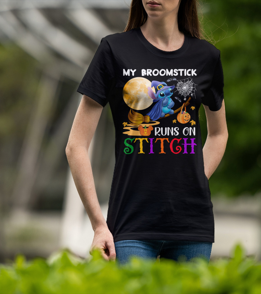 My Broomstick Runs On Stitch T-Shirt