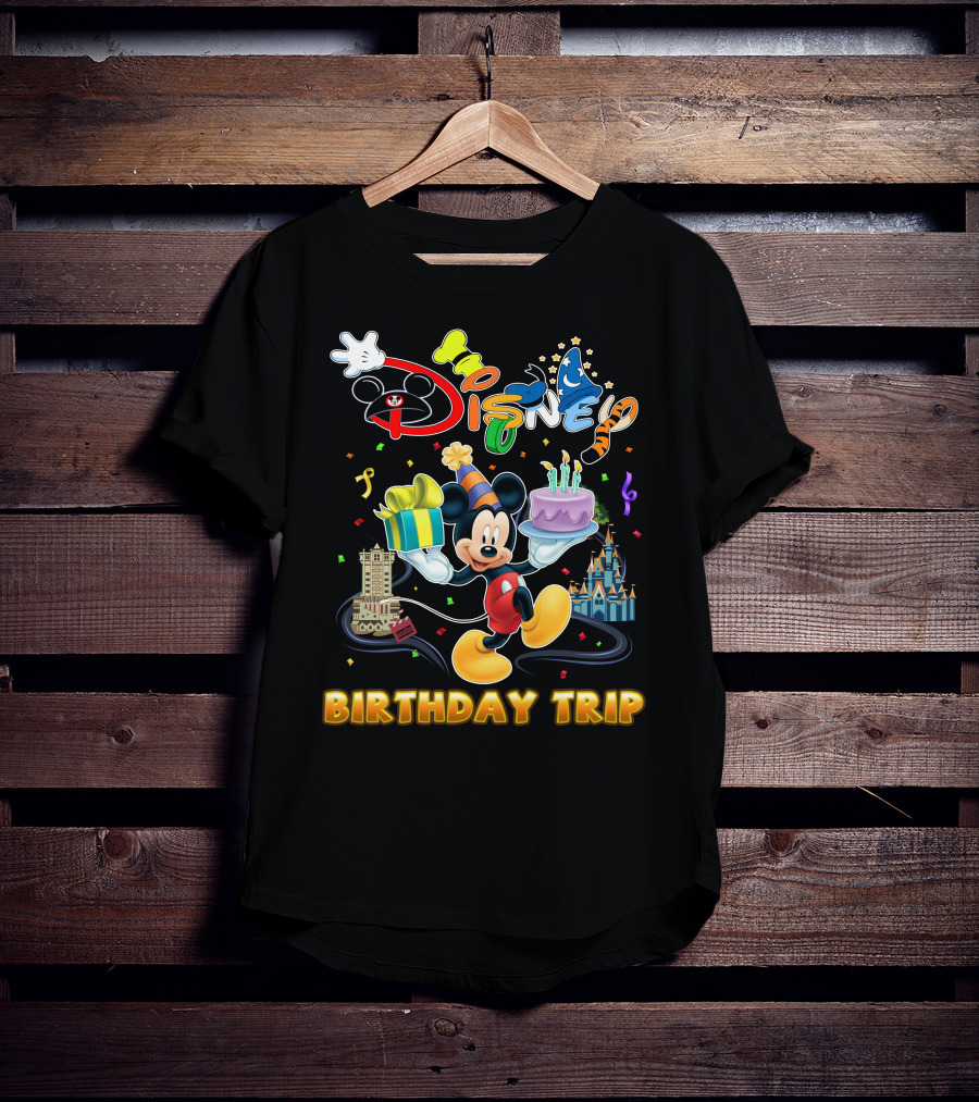 Mickey Disney Birthday Trip Celebration With Cake And Presents T-Shirt