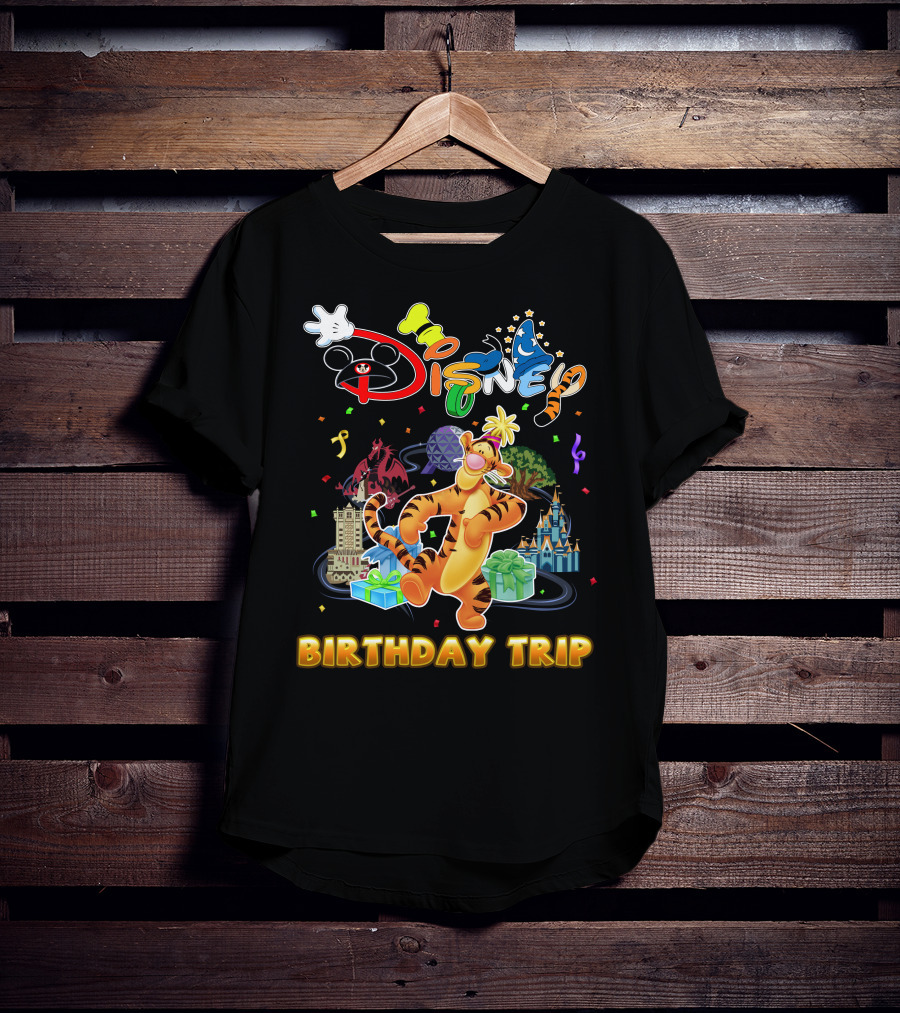 Disney Tigger Birthday Trip Celebration Mickey Ears Epcot Castle Gifts T-Shirt