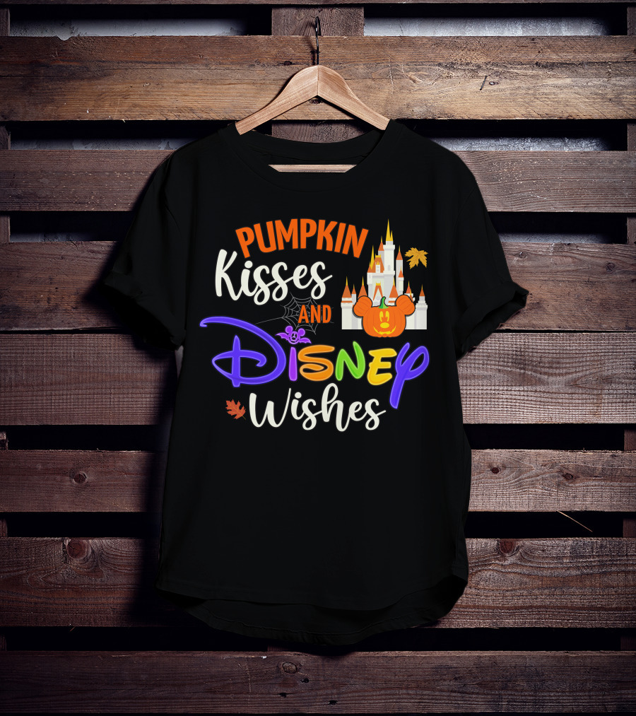 Pumpkin Kisses And Disney Wishes Magic Castle Mickey Pumpkin T-Shirt