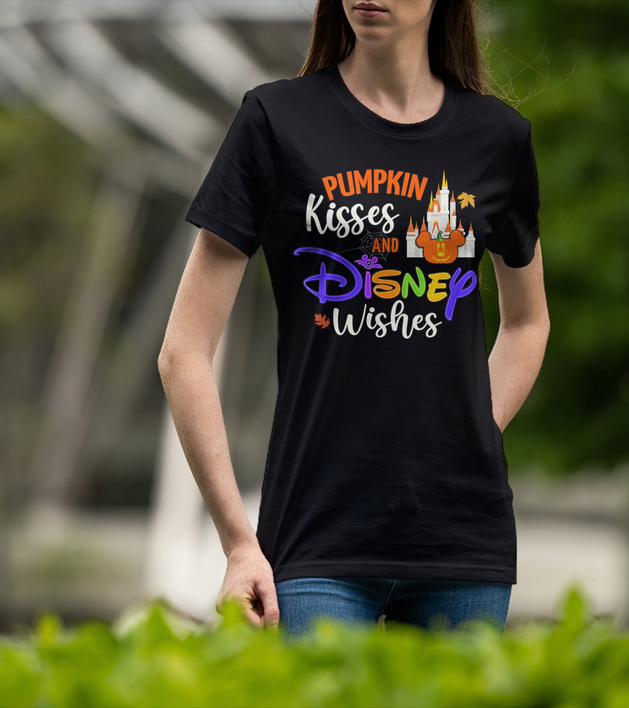 Pumpkin Kisses And Disney Wishes Magic Castle Mickey Pumpkin T-Shirt