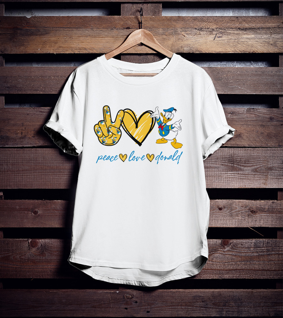 Peace Love Donald Duck Peace Hand Heart T-Shirt