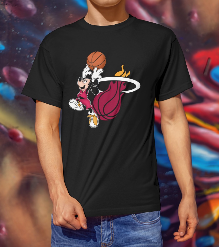 Mickey Dunking Basketball Miami Heat T-Shirt