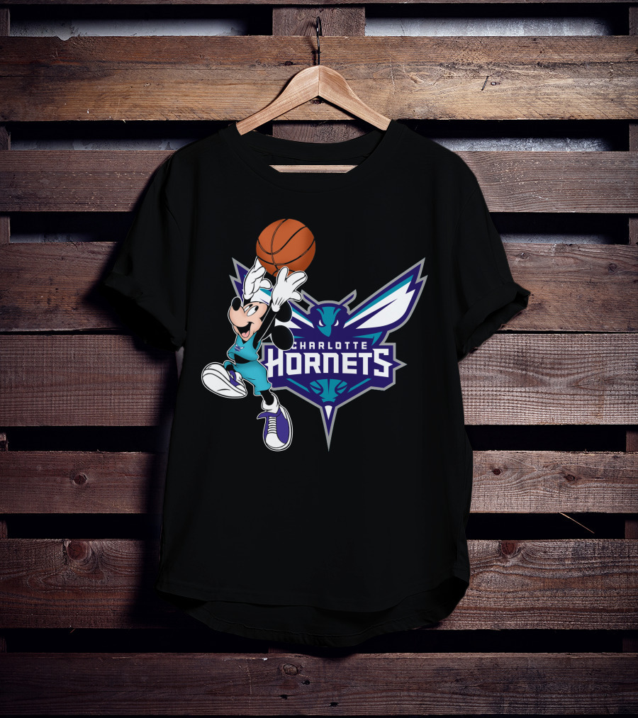 Mickey Charlotte Hornets Basketball T-Shirt