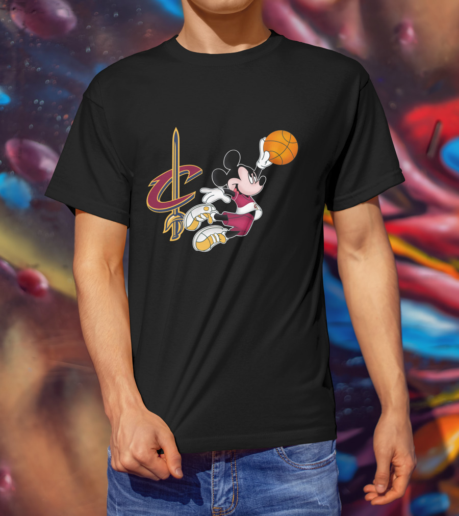 Cleveland Cavaliers Mickey Basketball Dunk T-Shirt