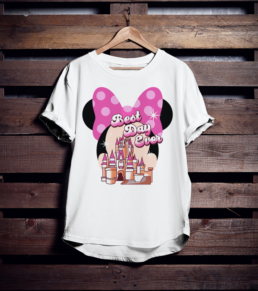 Minnie Best Day Ever Castle Pink Bow T-Shirt