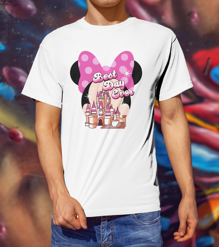 Minnie Best Day Ever Castle Pink Bow T-Shirt