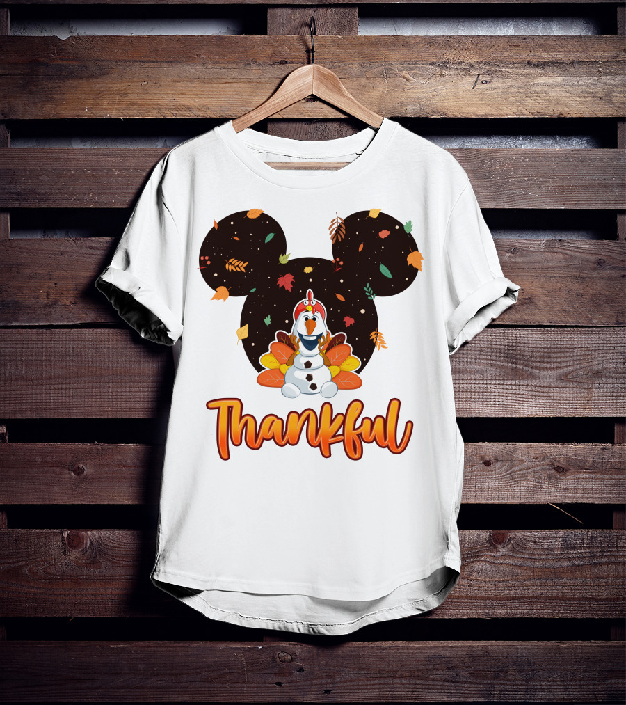 Thankful Olaf Autumn Leaves Mickey Ears T-Shirt