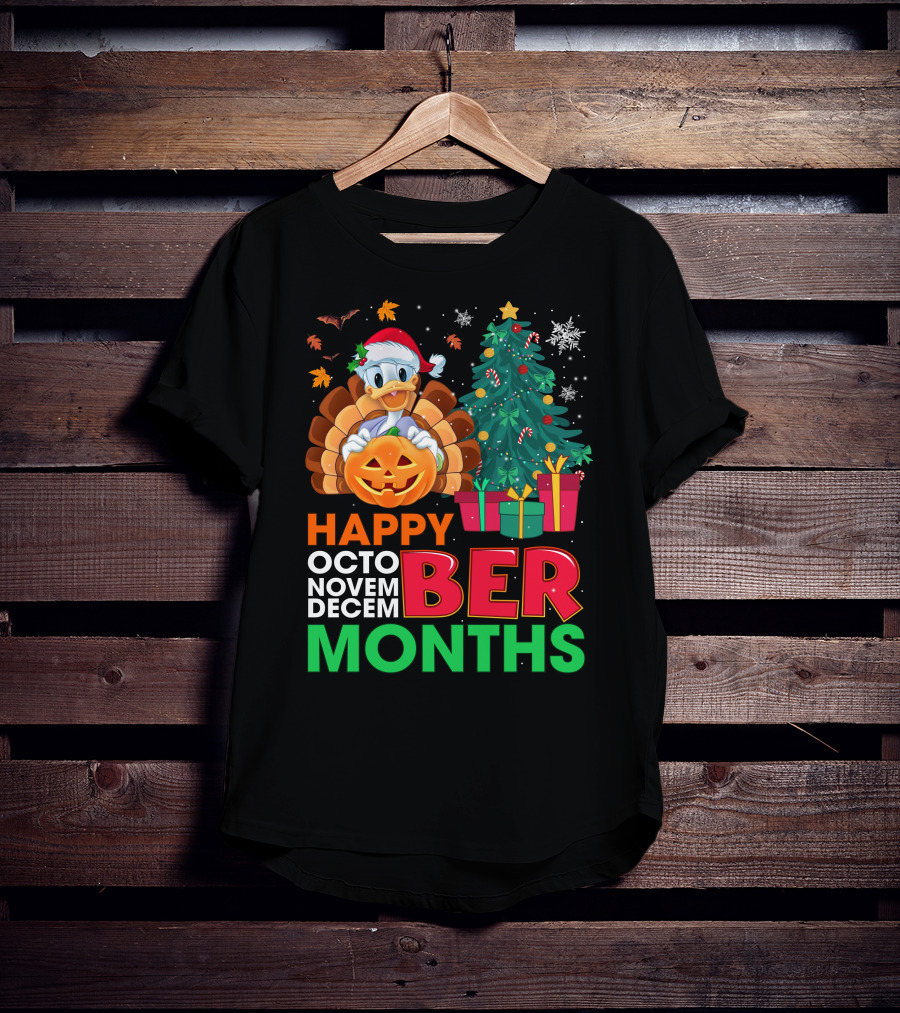 Happy Octo Novem Decem Ber Months Turkey Christmas Tree Pumpkin Duck T-Shirt