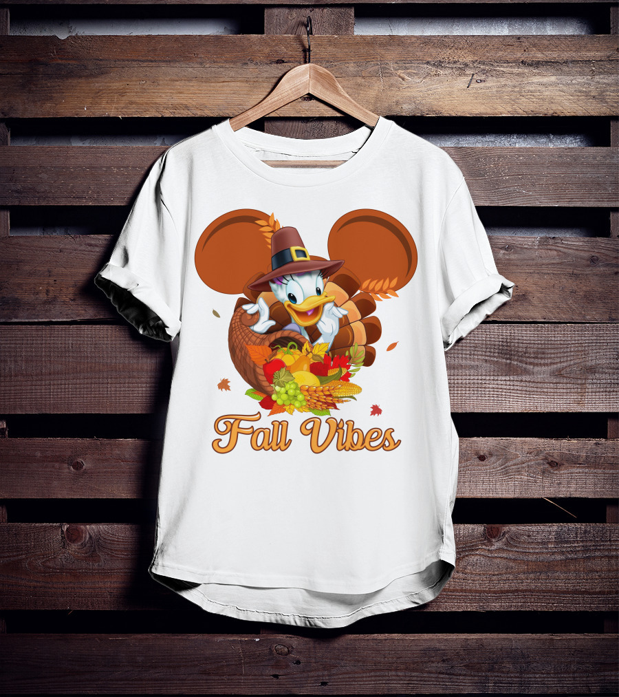 Fall Vibes Daisy Duck Cornucopia Thanksgiving T-Shirt