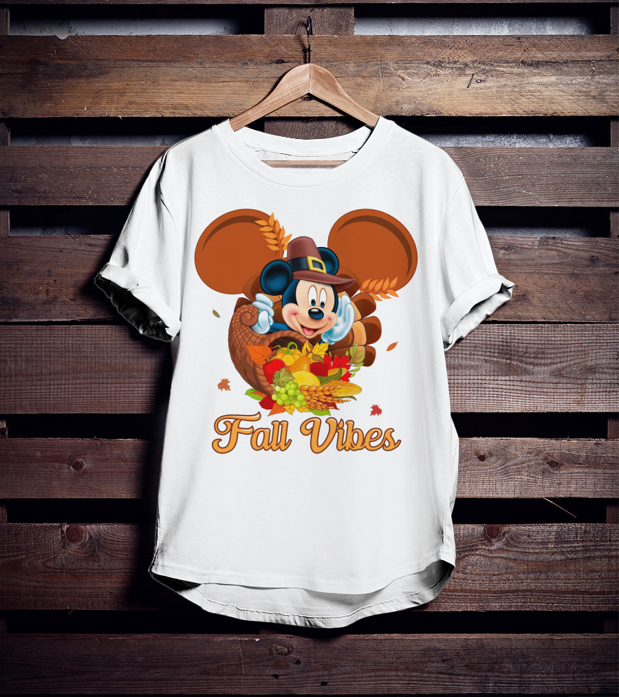 Mickey Mouse Fall Vibes Cornucopia Harvest Hat T-Shirt
