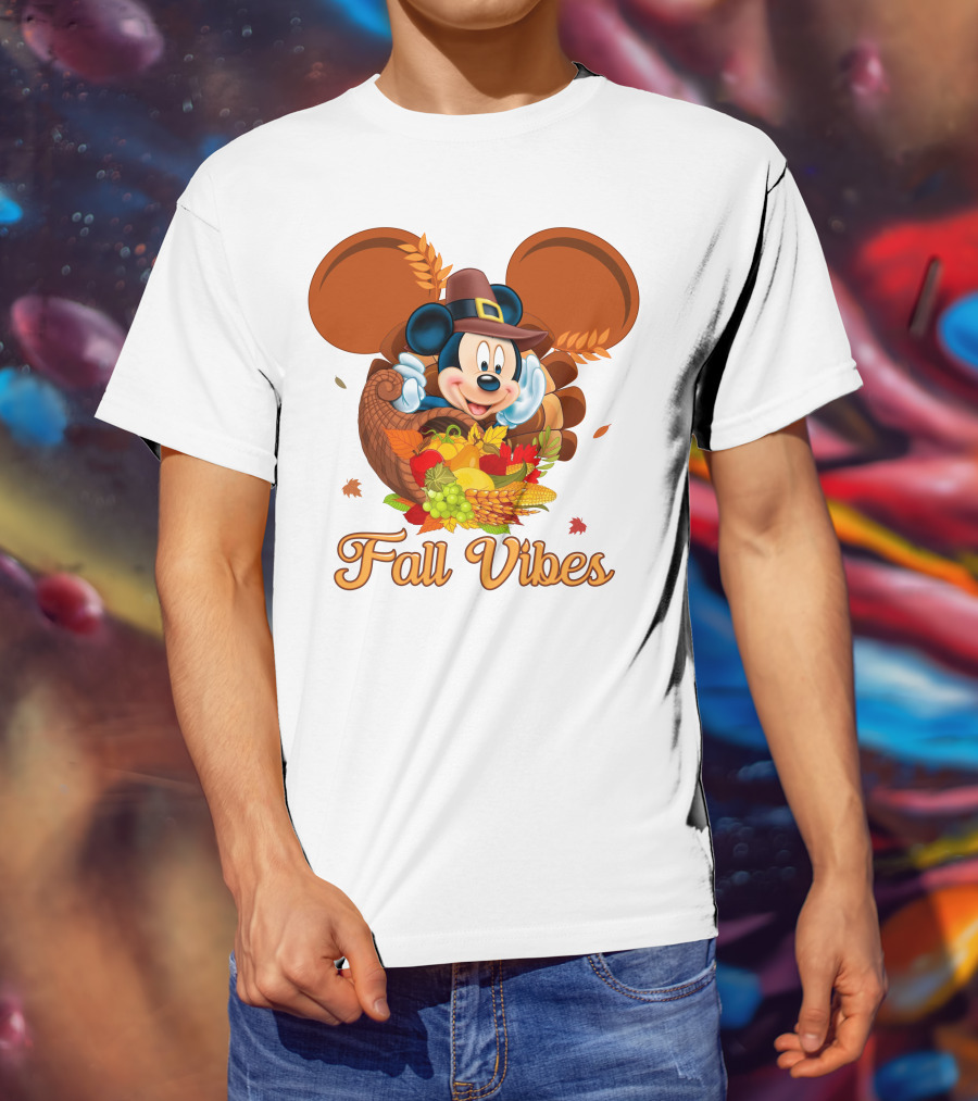Mickey Mouse Fall Vibes Cornucopia Harvest Hat T-Shirt