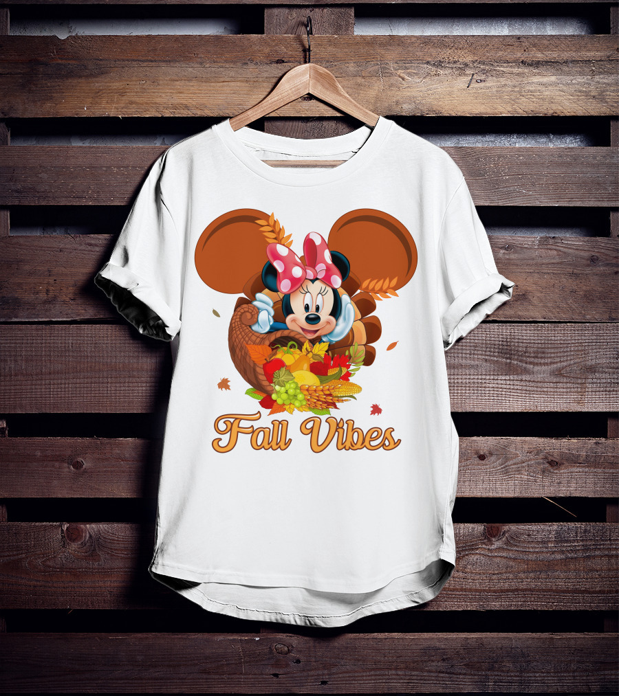 Minnie Fall Vibes Cornucopia Harvest Theme T-Shirt