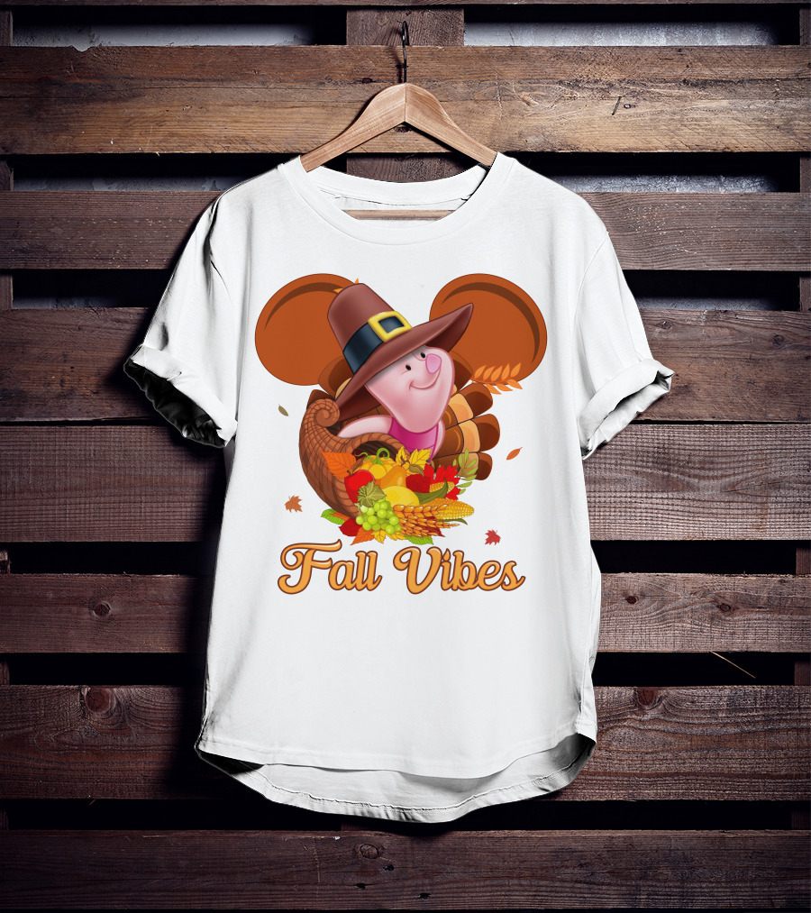 Piglet Fall Vibes Thanksgiving Cornucopia Disney Inspired T-Shirt