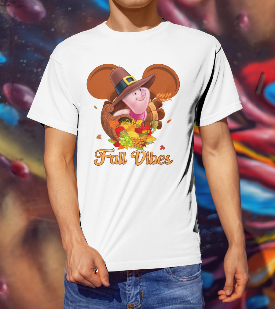 Piglet Fall Vibes Thanksgiving Cornucopia Disney Inspired T-Shirt