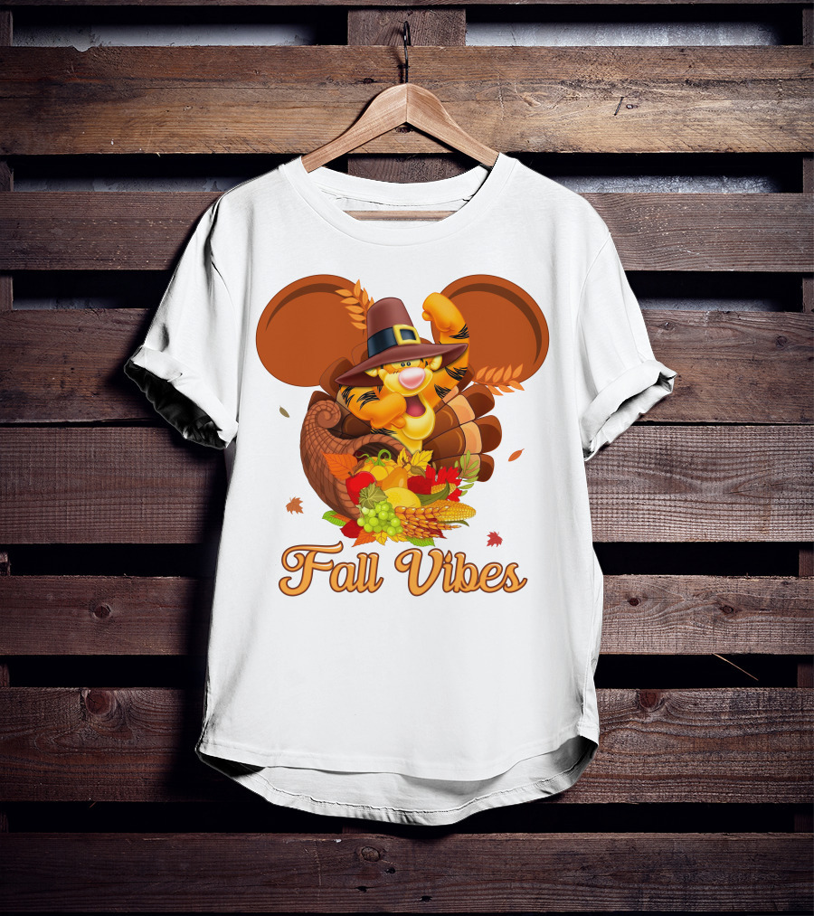 Tigger Fall Vibes Cornucopia Thanksgiving Mickey Ears T-Shirt