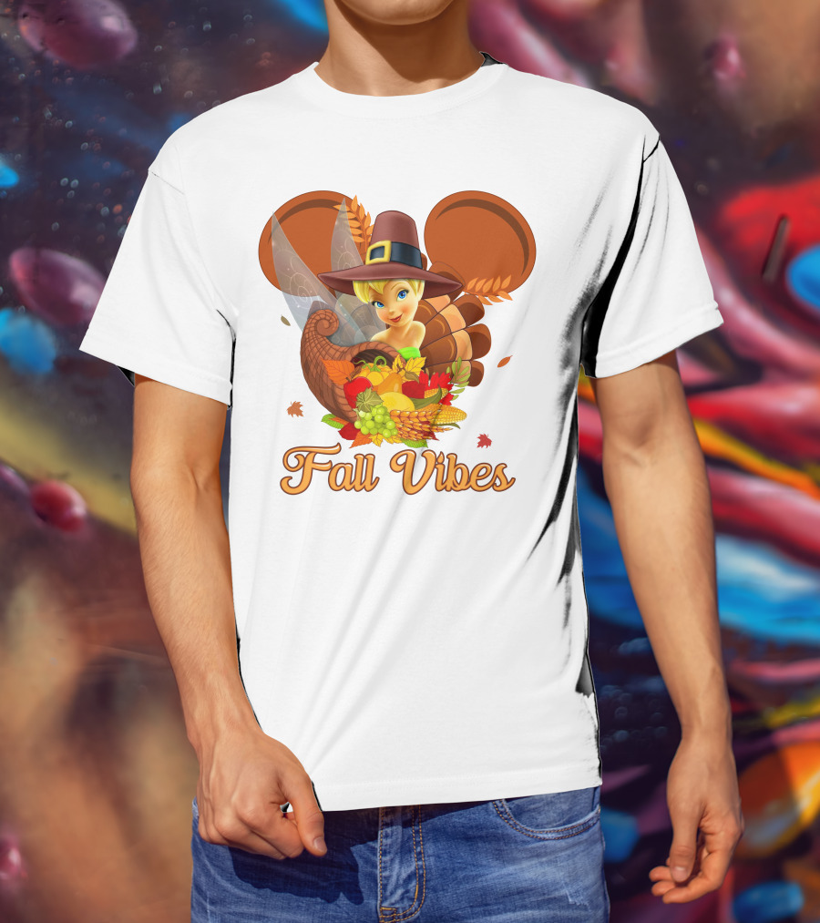 Tinkerbell Fall Vibes Cornucopia Thanksgiving Disney T-Shirt