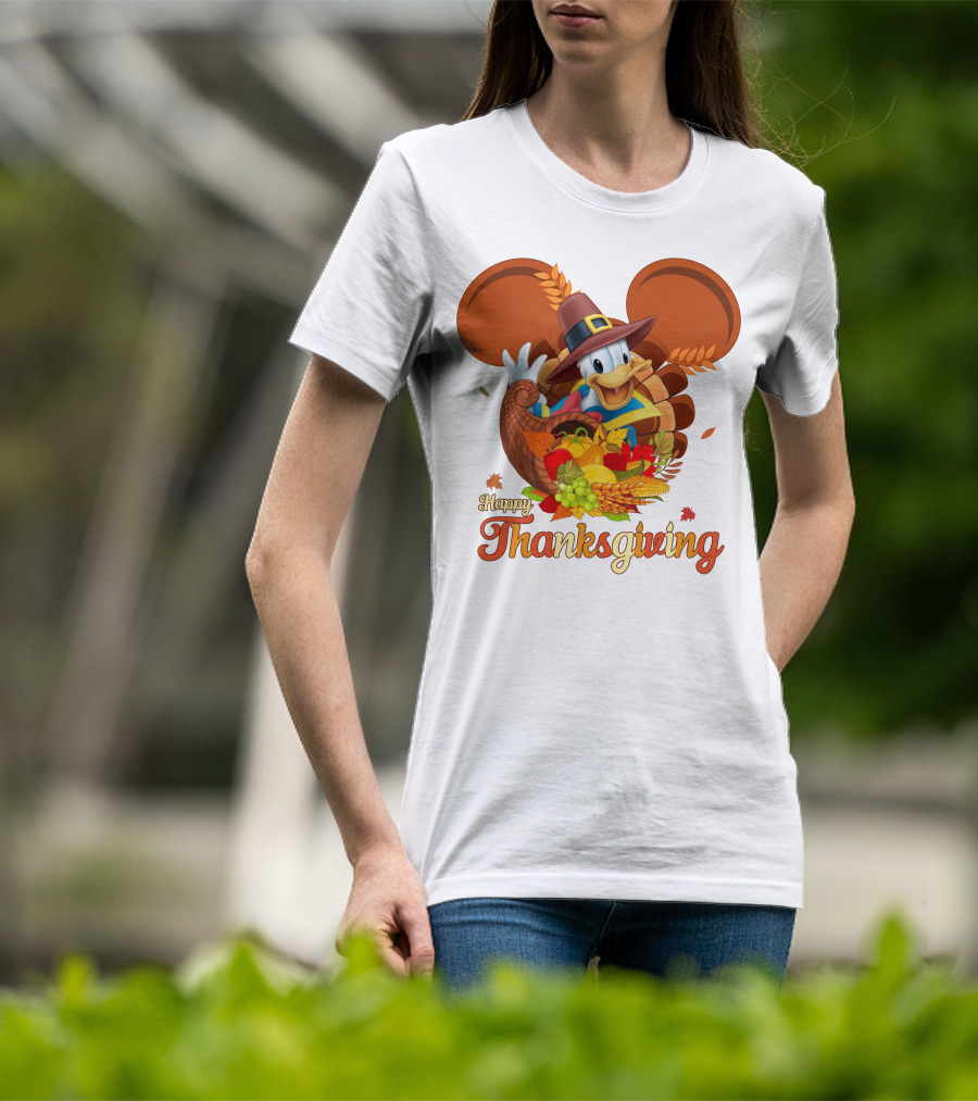 Happy Thanksgiving Donald Duck Cornucopia T-Shirt