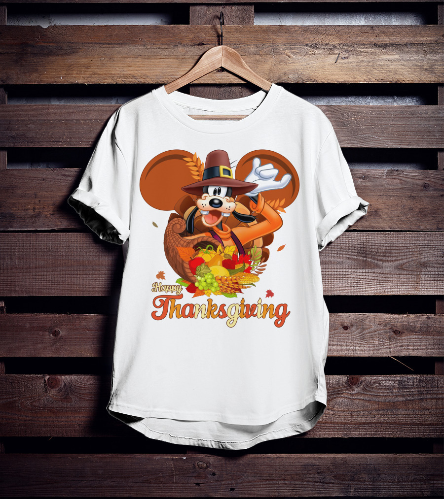 Goofy Happy Thanksgiving Cornucopia Celebration T-Shirt