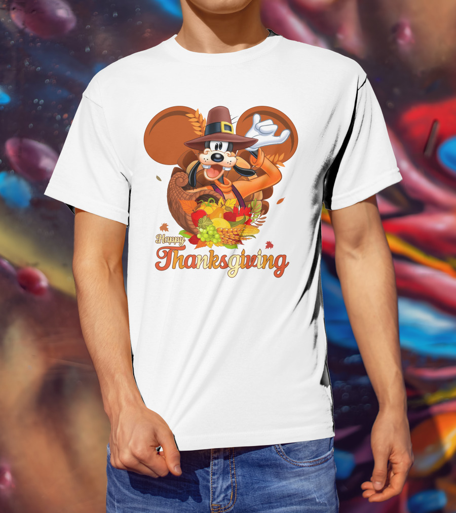 Goofy Happy Thanksgiving Cornucopia Celebration T-Shirt