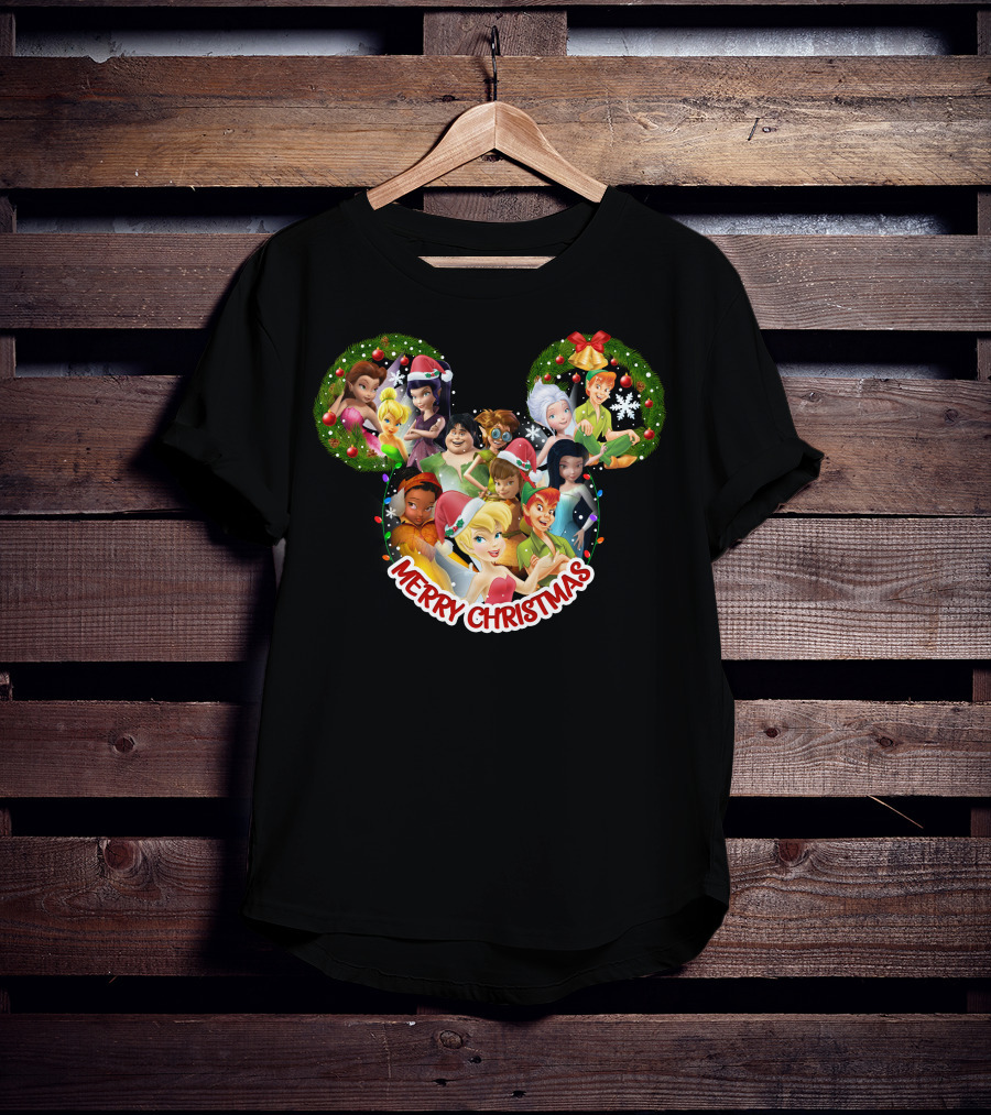 Merry Christmas Tinkerbell Disney Fairies Holiday Celebration T-Shirt