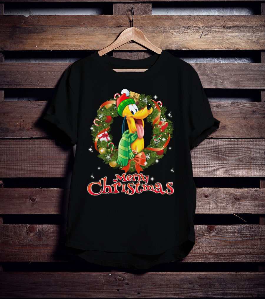 Merry Christmas Pluto Wreath Holiday Celebration T-Shirt