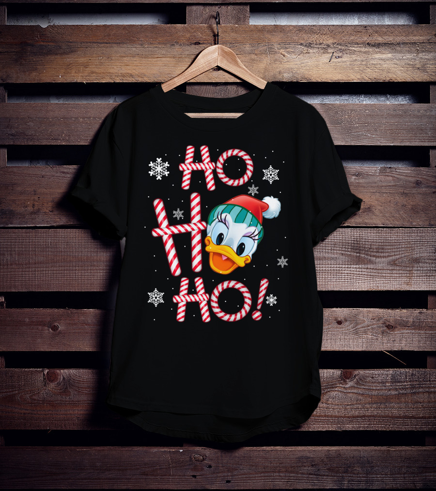 Ho Ho Ho Daisy Duck Christmas Candy Cane Snowflakes T-Shirt