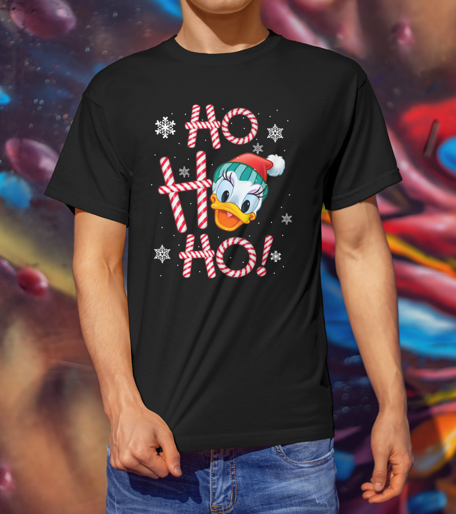 Ho Ho Ho Daisy Duck Christmas Candy Cane Snowflakes T-Shirt