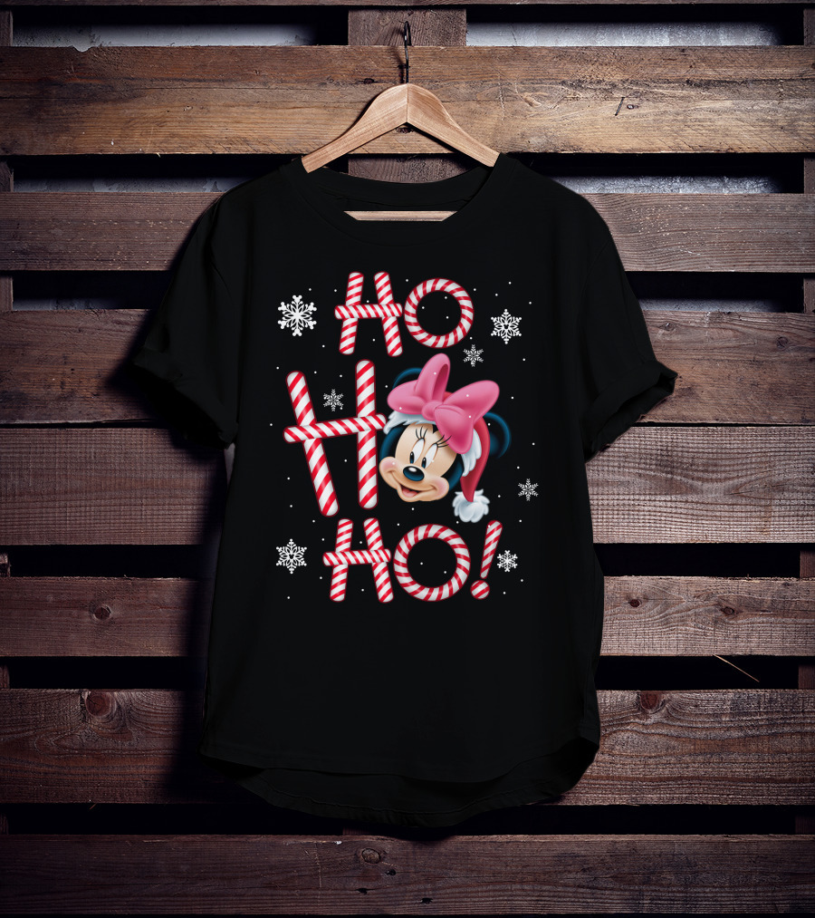 Ho Ho Ho Minnie Mouse Candy Cane Snowflakes T-Shirt