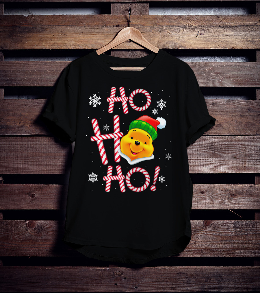 Ho Ho Ho Pooh Santa Christmas Snowflakes T-Shirt