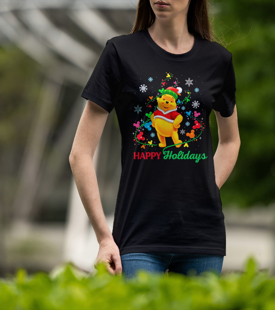 Happy Holidays Pooh Christmas Celebration T-Shirt