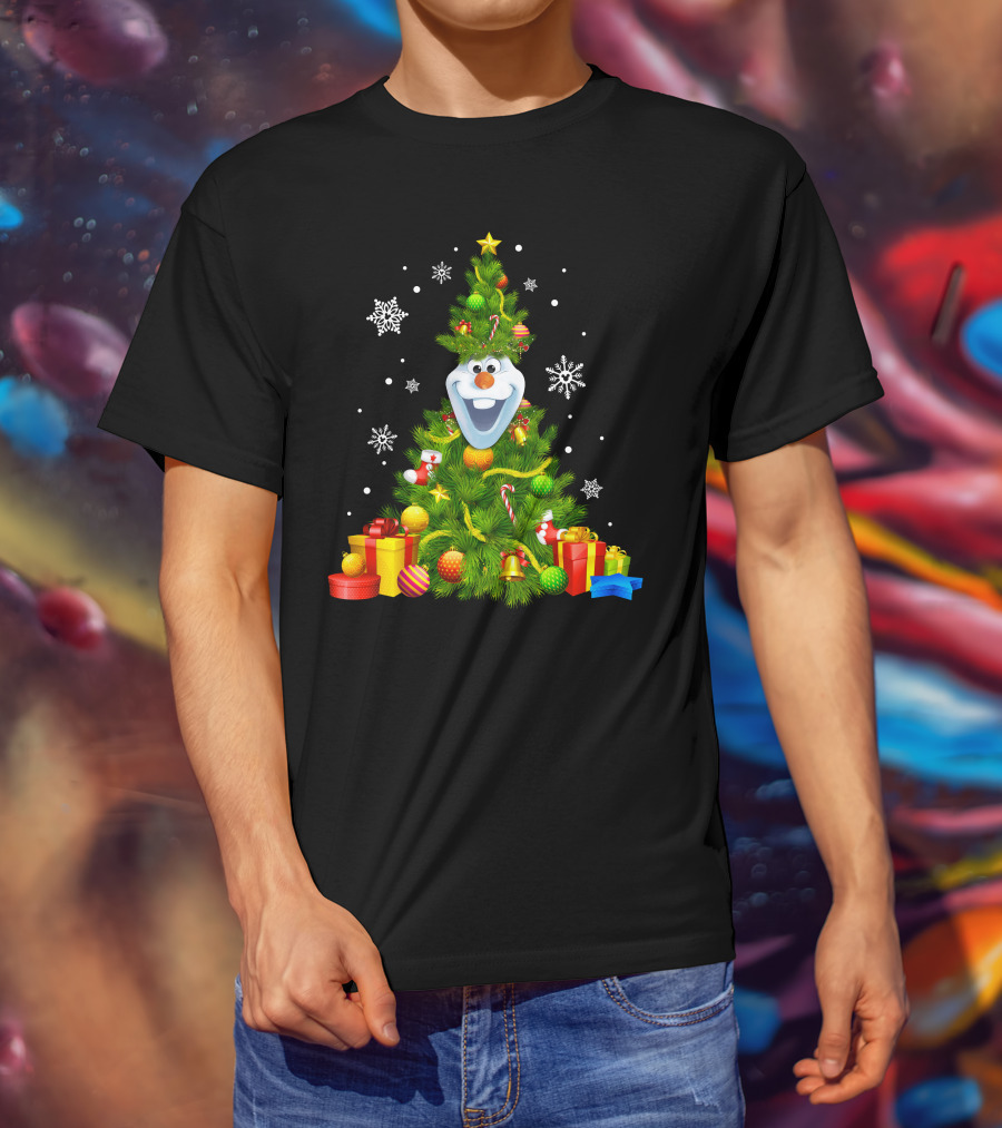 Olaf Christmas Tree Holiday Presents Snowflakes T-Shirt