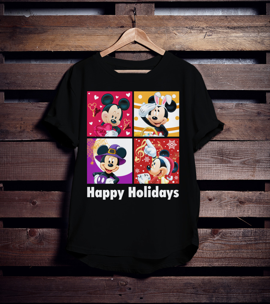 Happy Holidays Mickey Mouse Seasonal Quartet T-Shirt