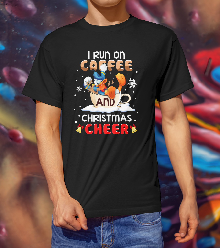 I Run On Coffee And Christmas Cheer Donald Duck T-Shirt
